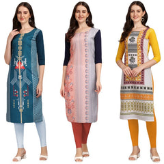 Well-favored Printed Combo Kurtis (Pack of 3)