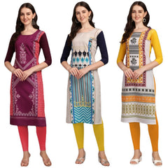 Resplendent Printed Combo Kurtis (Pack of 3)