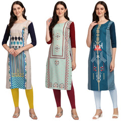 Flawless Printed Combo Kurtis (Pack of 3)